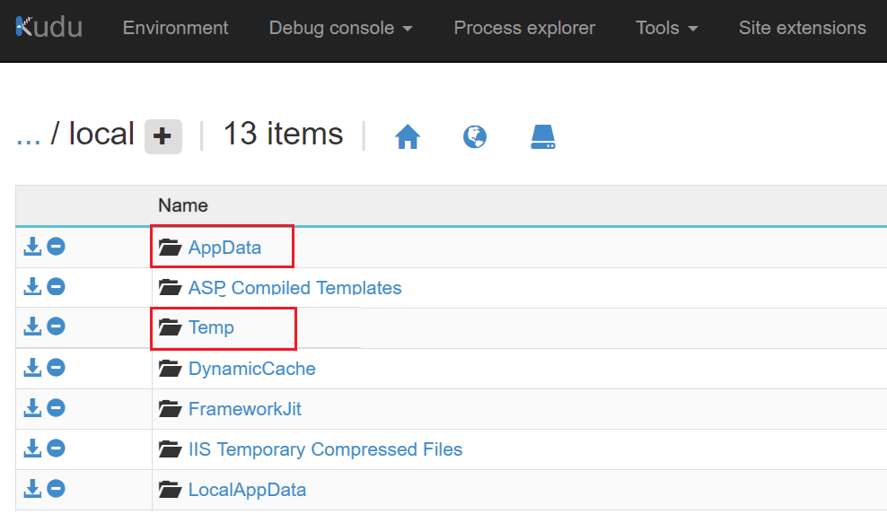Azure App Services Temp Files