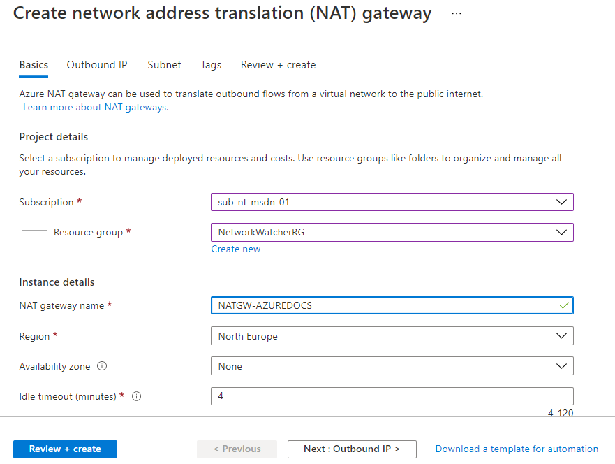 Virtual NAT Gateway Yapılandırması