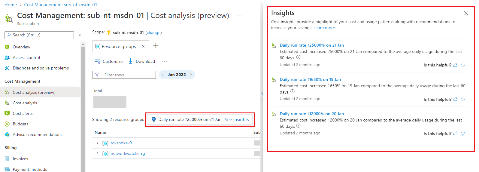 Azure Cost Management Anomaly Detection
